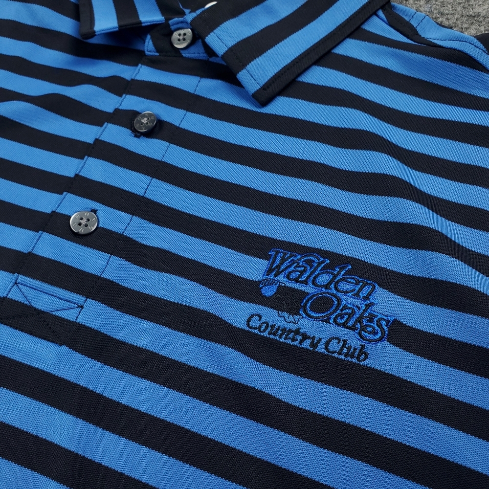 FootJoy FJ Polo Shirt Mens XL Golf Performance Blue Black Striped Athletic - Picture 7 of 10
